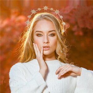 Celestial Halo Crown | Moon & Stars Headband | Gold Star Tiara